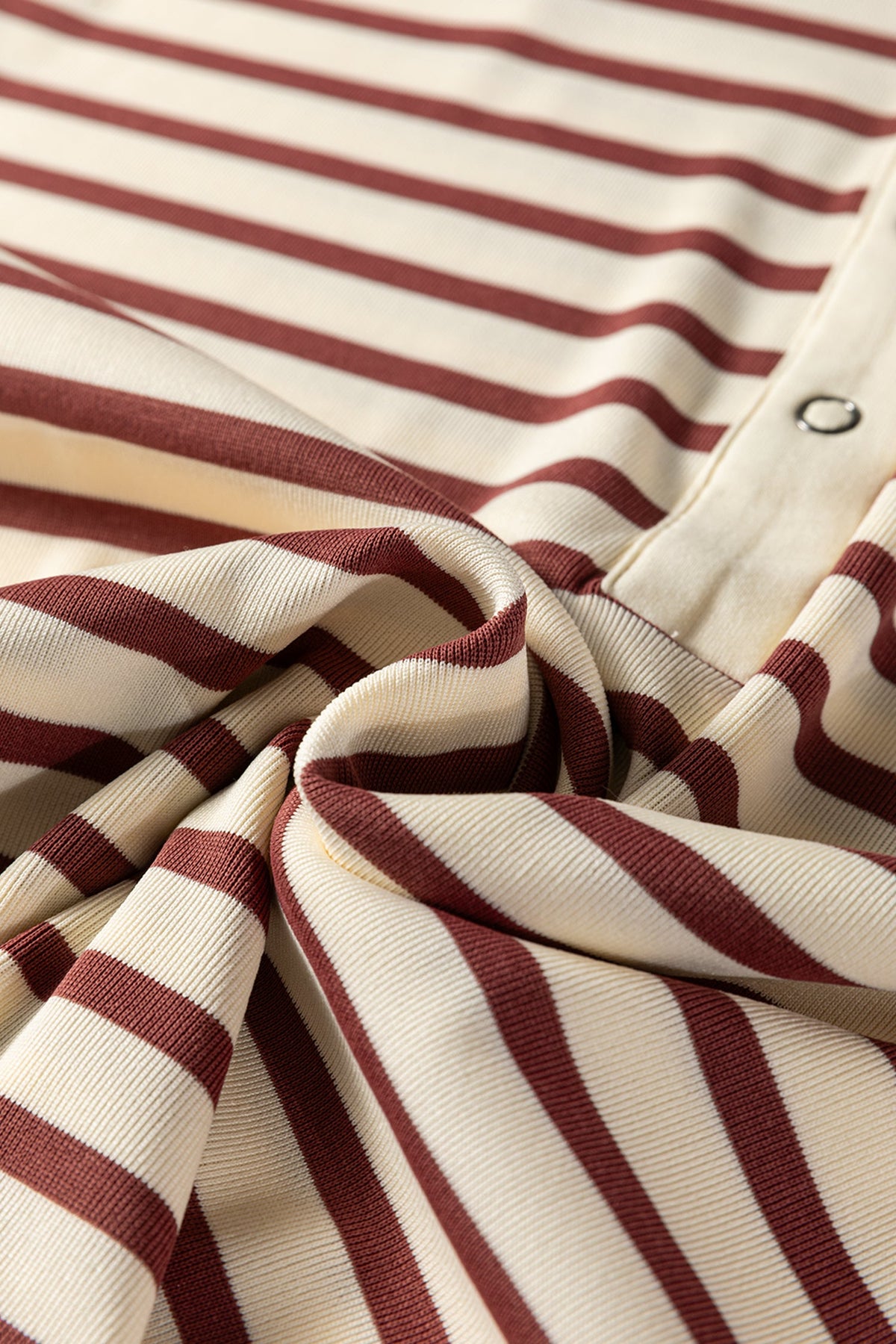 Stripe Half Buttoned Short Sleeve Top