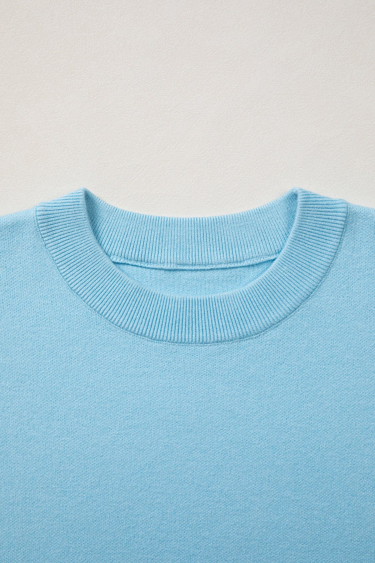 Solid Scalloped Hem 3/4 Sleeve Sweater Top