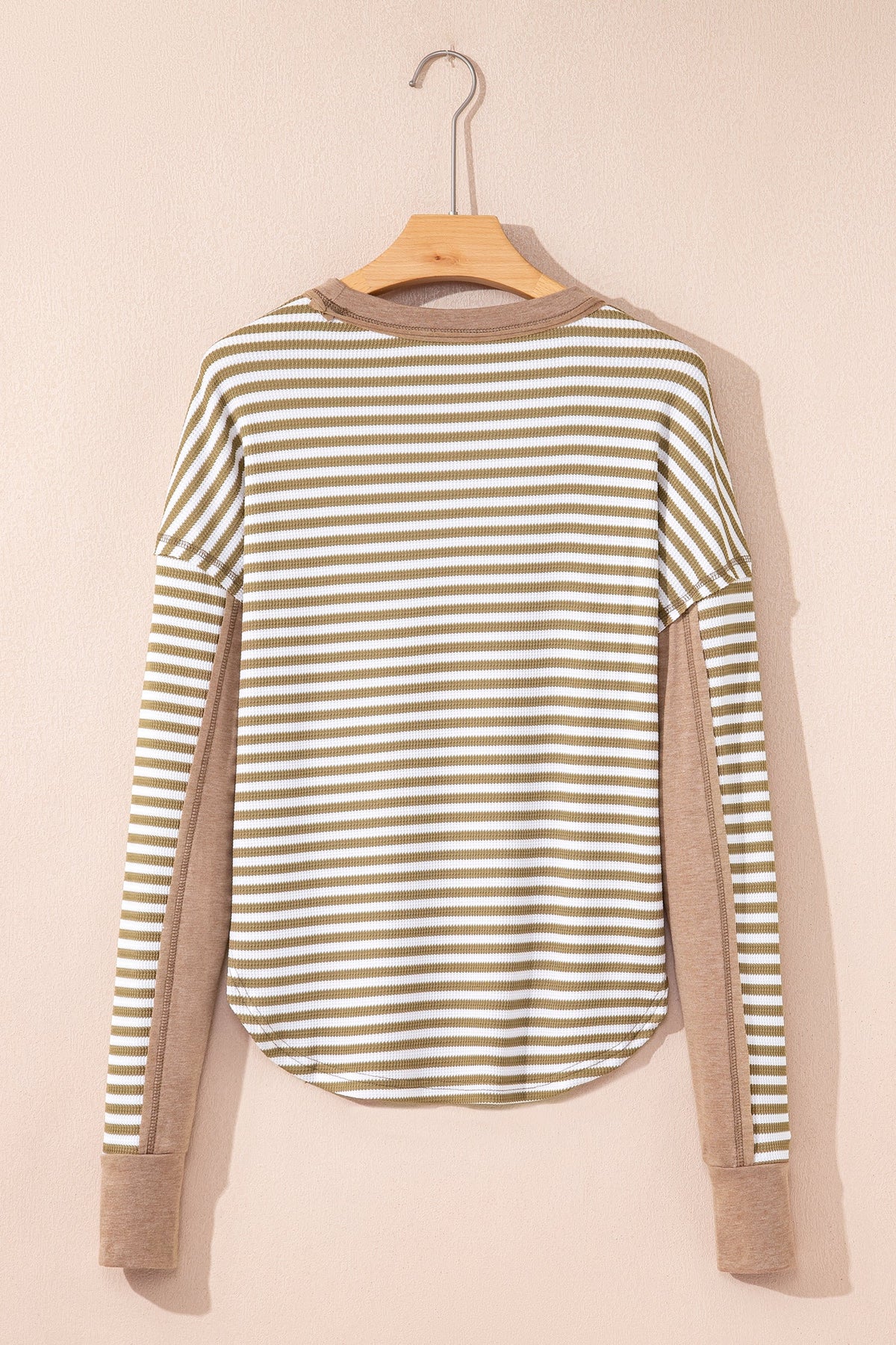 Stripe Thermal Knit Drop Shoulder Top