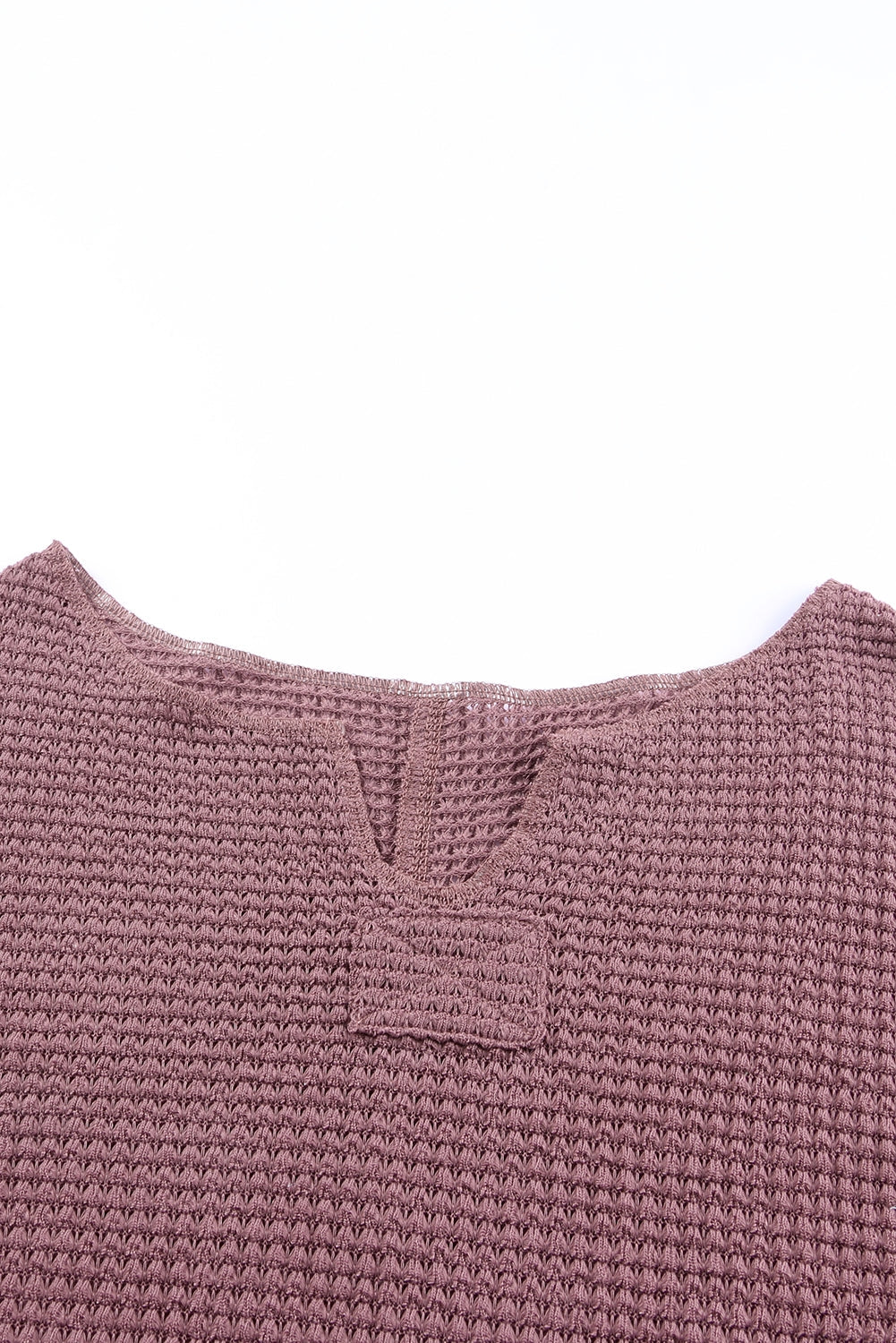 Solid Waffle Knit Long Sleeve Top