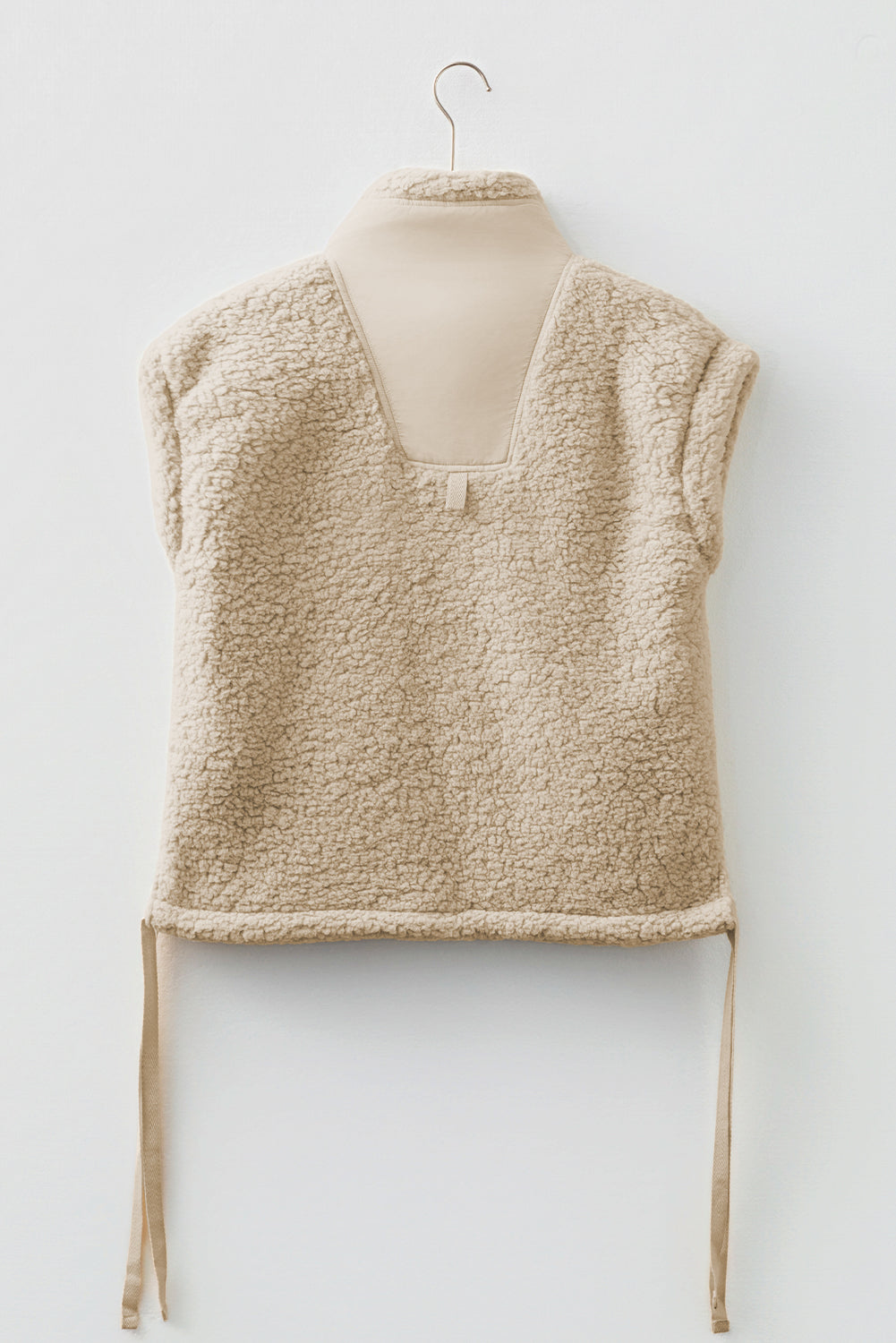 Solid Fleece Snap Button Side Tie Vest