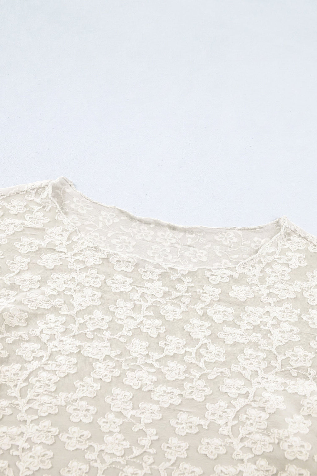 Solid Floral Textured Knit Long Sleeve Top