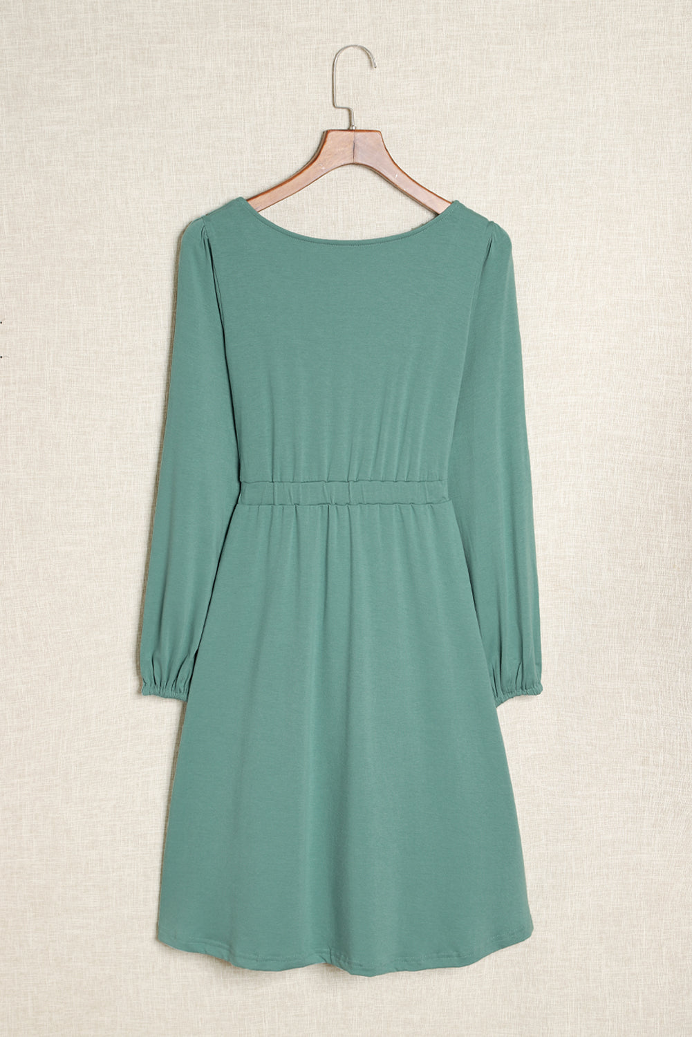 Solid Button-Up Scoop Neck Dress