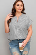 Plus Size Stripe V-Neck Dolman Sleeve Blouse