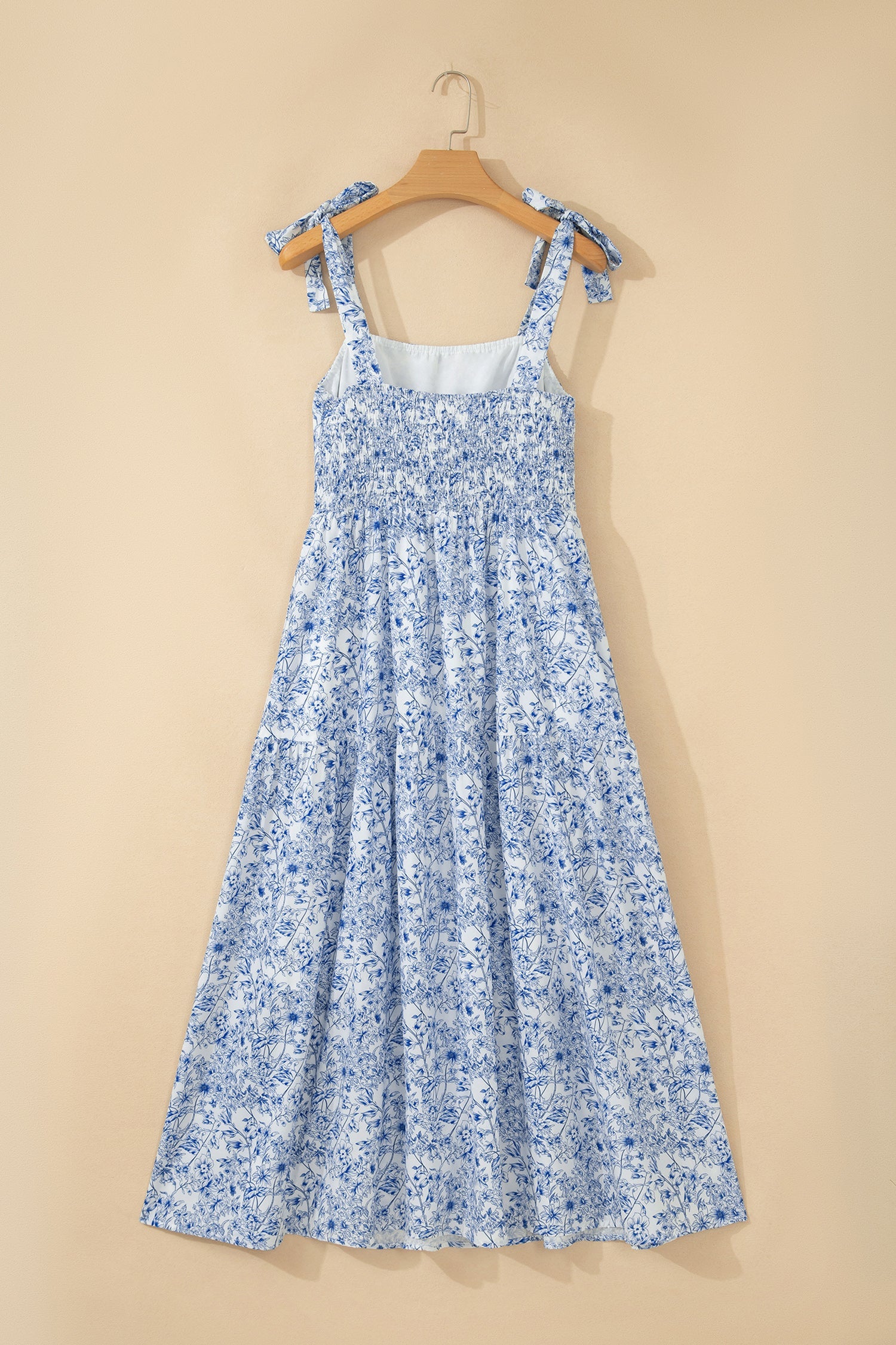 Floral Tie Strap Flared Maxi Dress