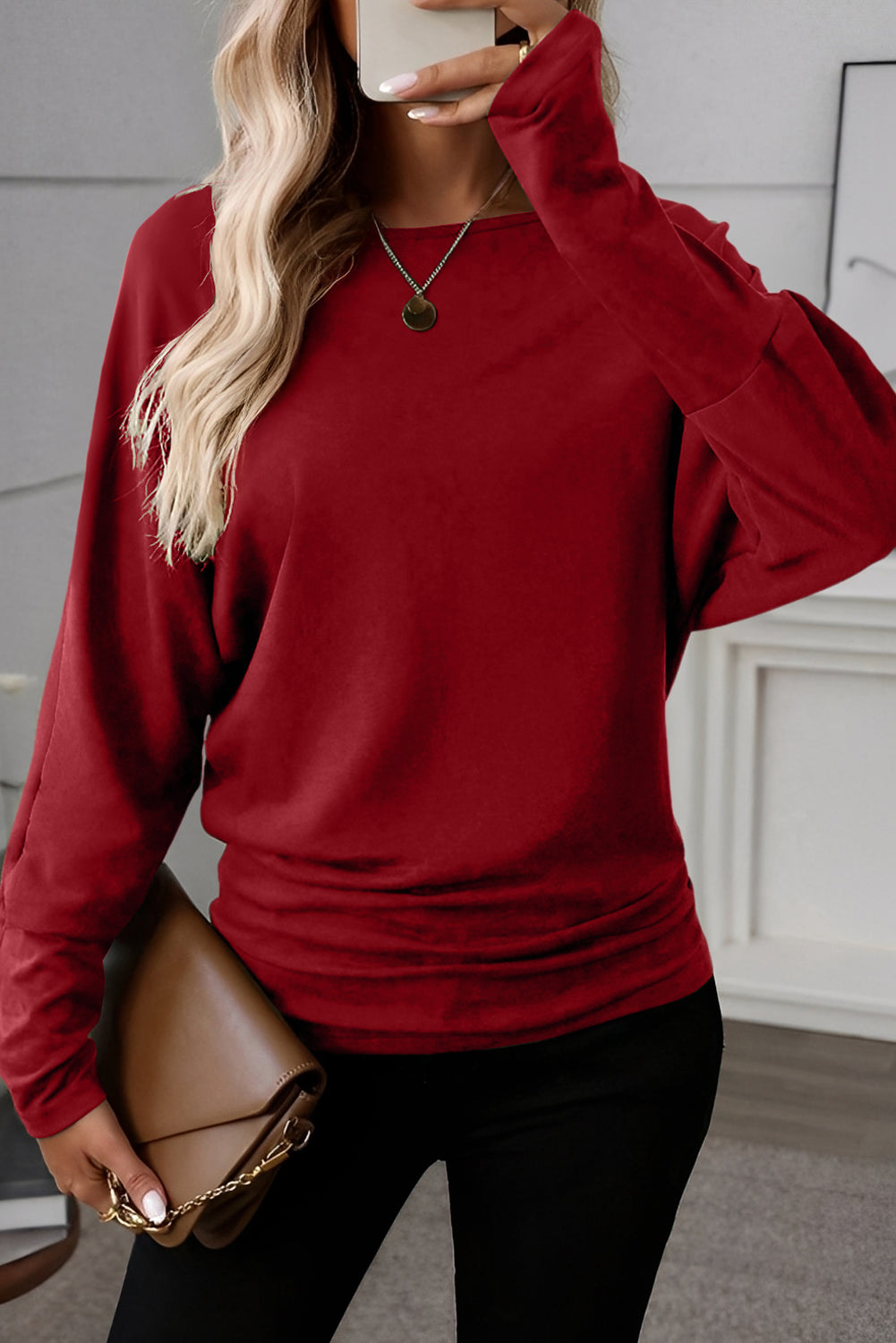 Solid Extended Cuff Long Sleeve Top