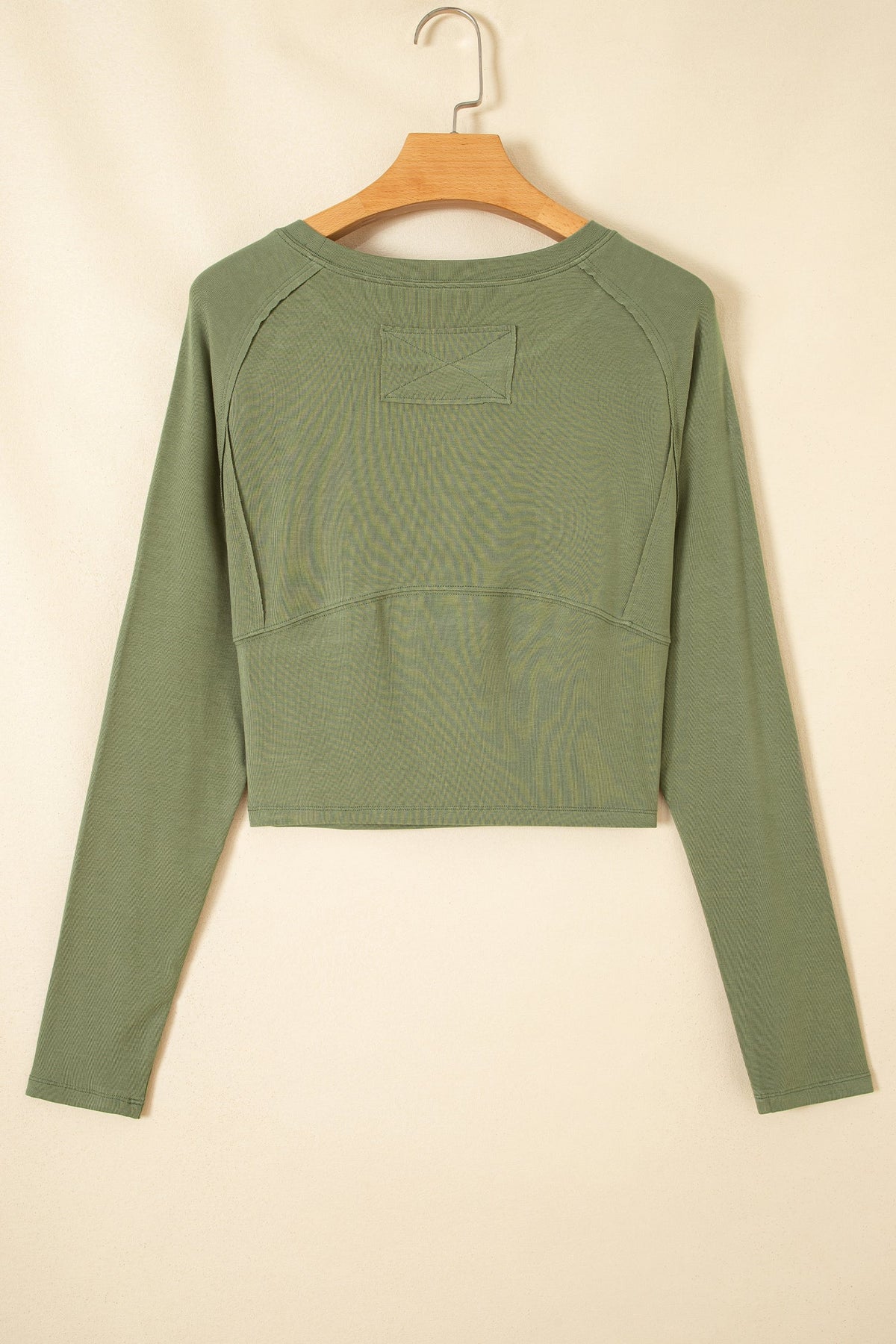 Solid Reverse Seam Paneling Long Sleeve Top