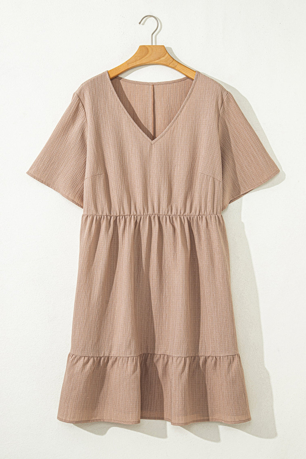 Plus Size Textured Ruffle Short Sleeve Dress