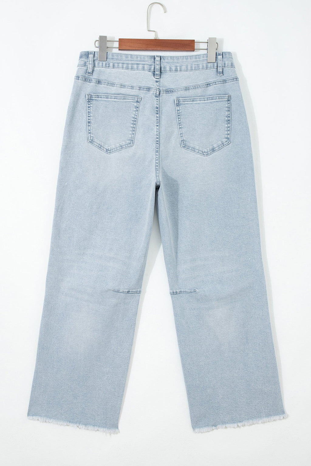 Frayed Hem Cropped Straight Leg Jeans