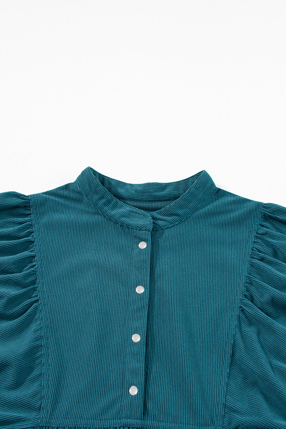 Solid Corduroy 3/4 Sleeve Snap Button Dress