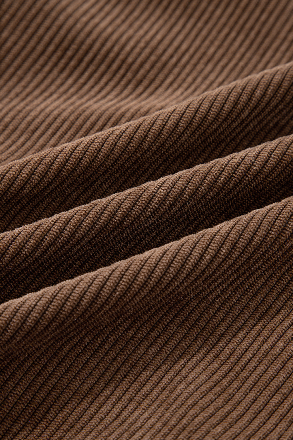 Solid Corduroy Lapel Collar Zip-Up Buttoned Jacket