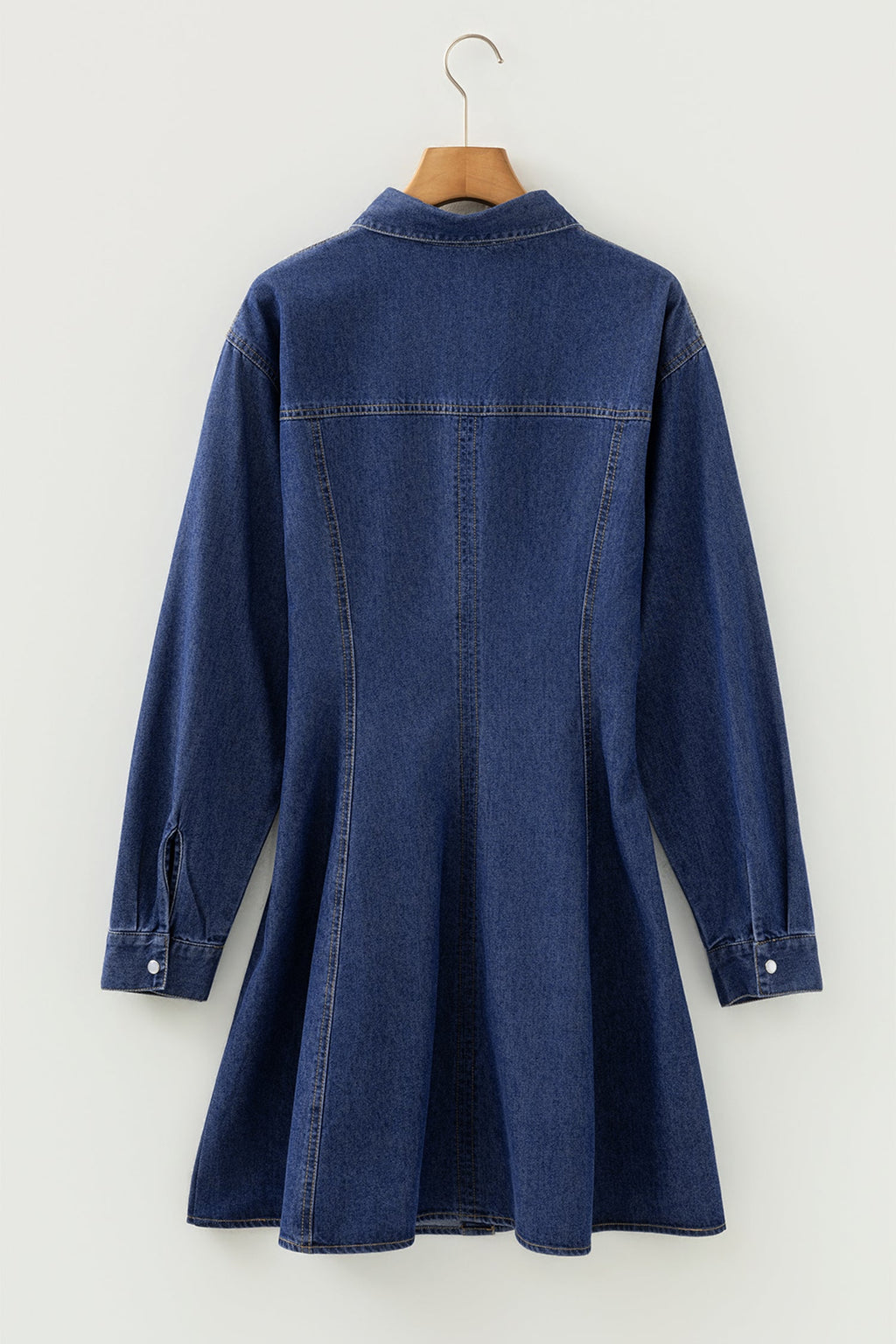 Denim Shirt Collar Long Sleeve Mini Dress