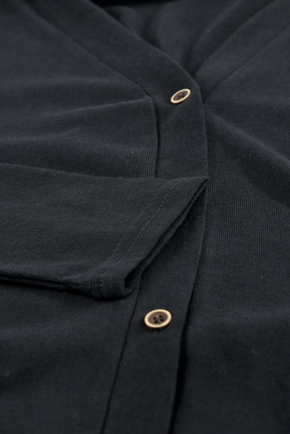 Solid Open-Front Buttoned Cardigan