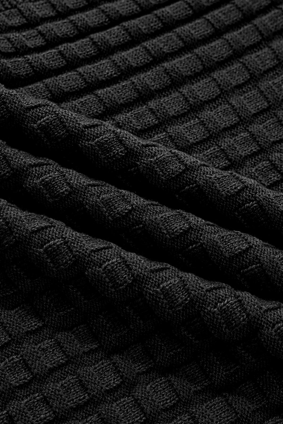 Solid Textured Round Neck Short Sleeve Sweater