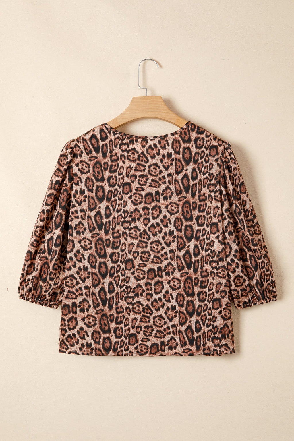 Leopard Bow-Tie Puff Sleeve Blouse