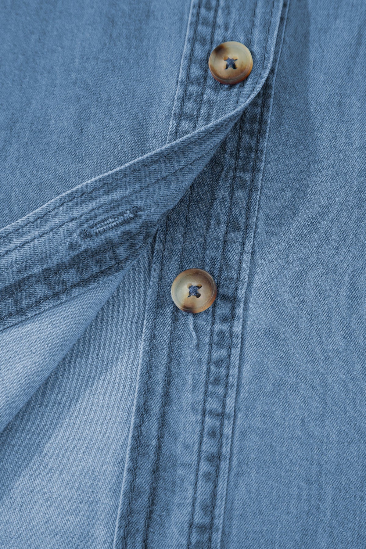Denim Tab Sleeve Button Down Shirt