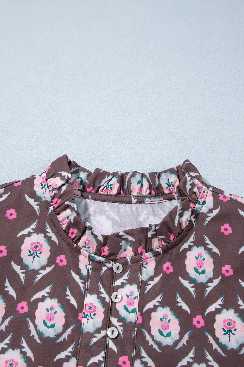 Floral Button Front Ruffle Hem Midi Dress