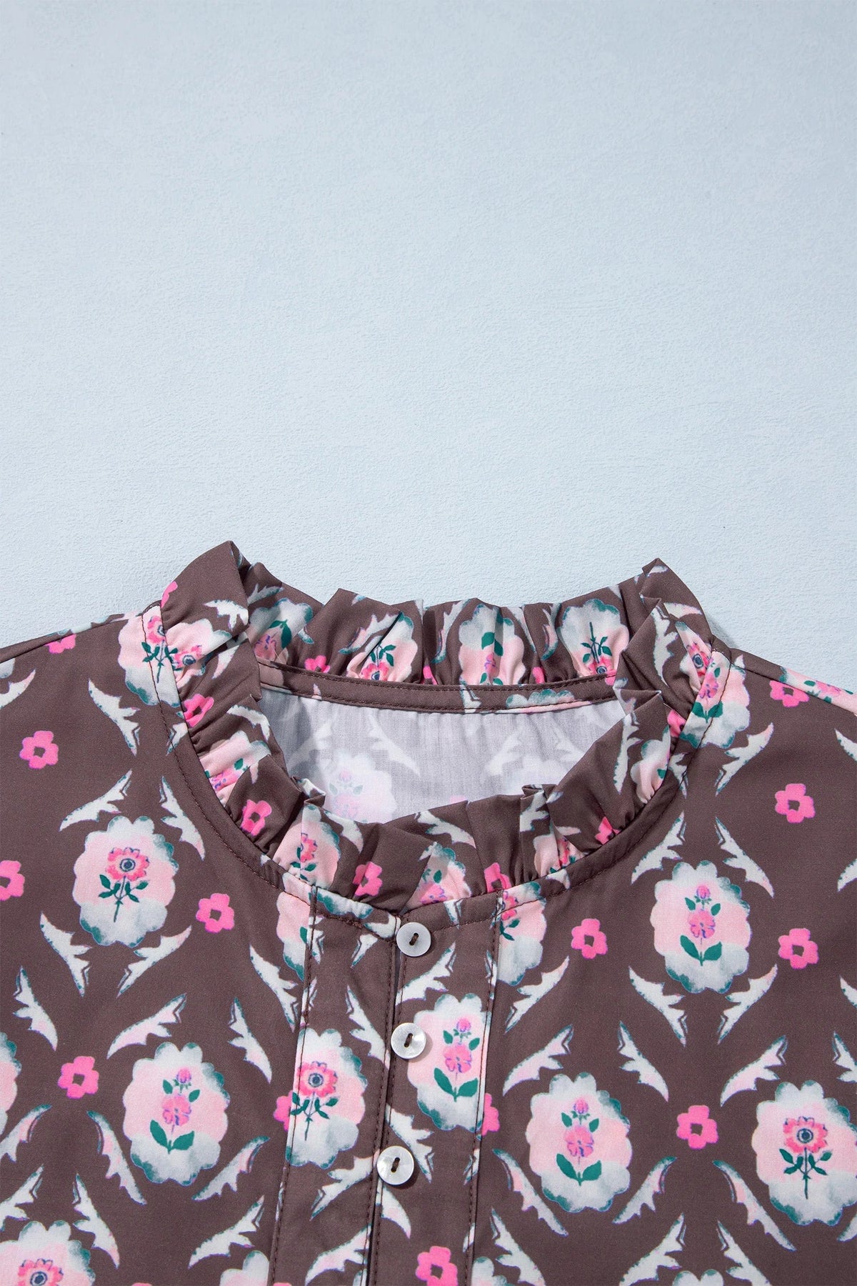Floral Button Front Ruffle Hem Midi Dress