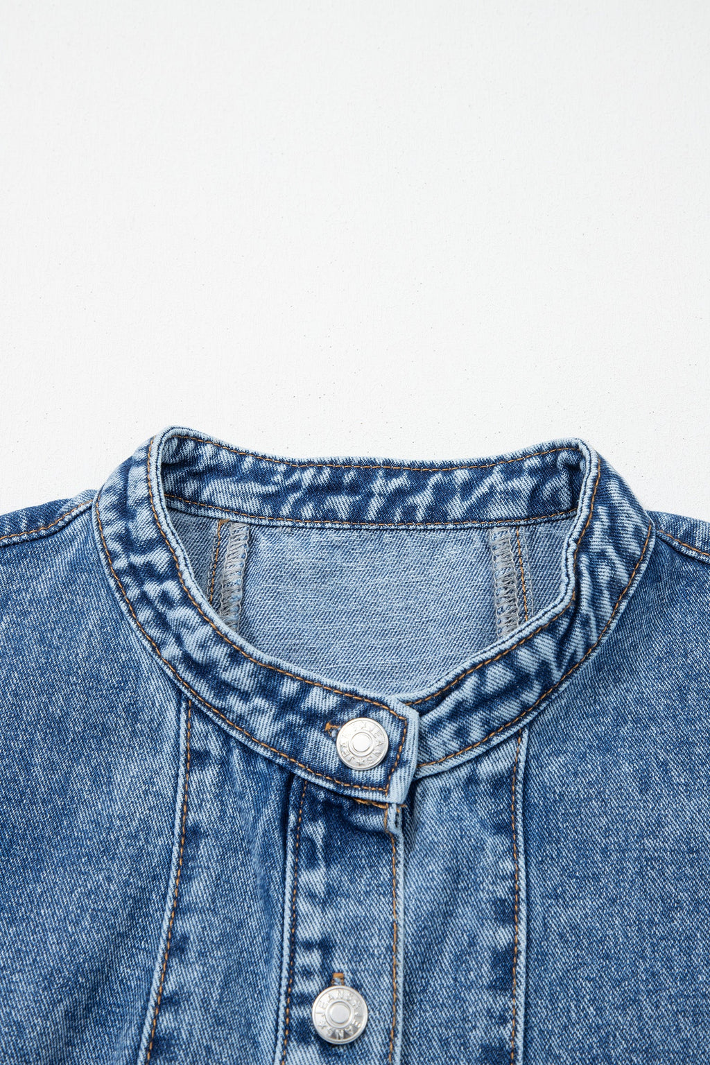 Western Denim Belted Button Down Sleeveless Dress