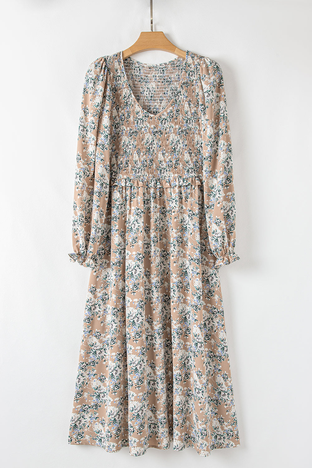 Floral Smocked Puff Sleeve Maxi Dress