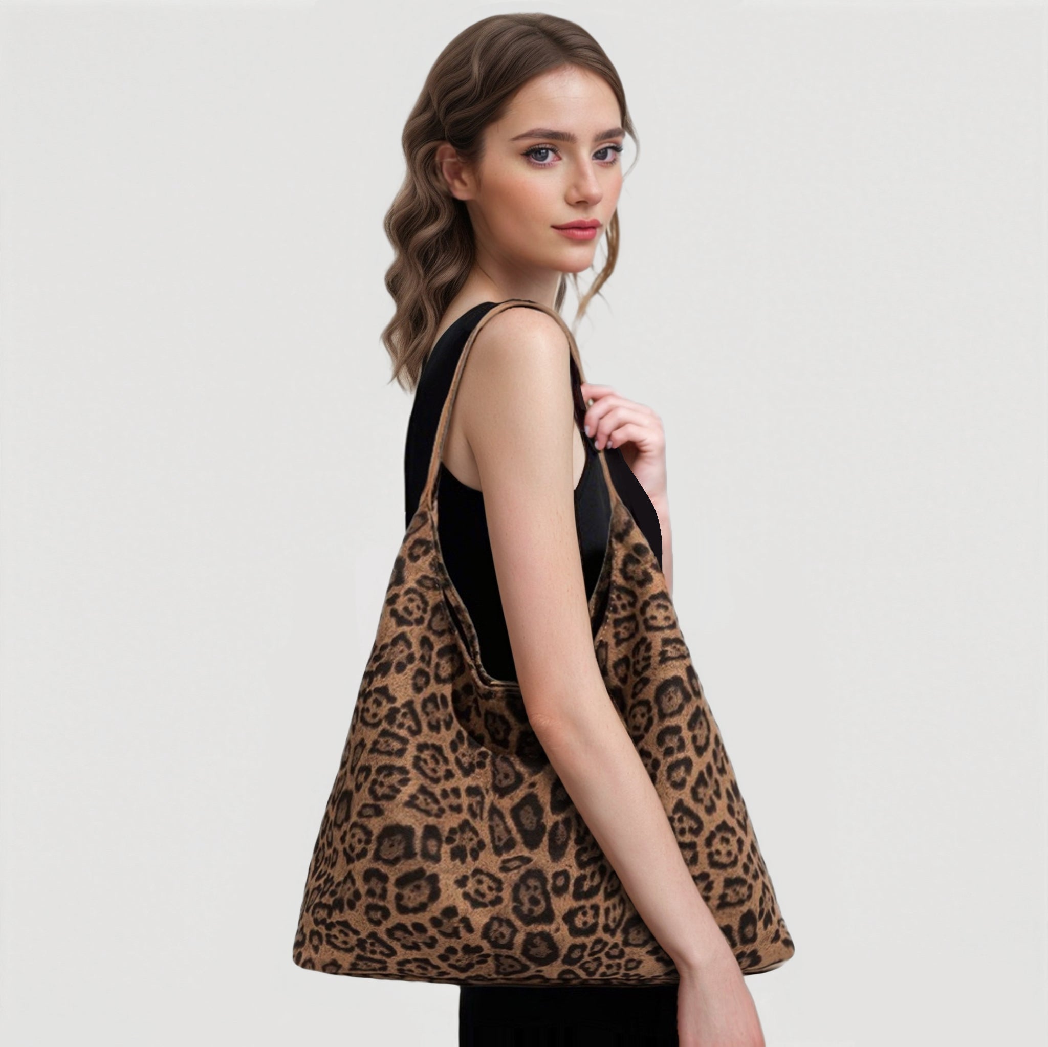 Leopard Suede Hobo Bag