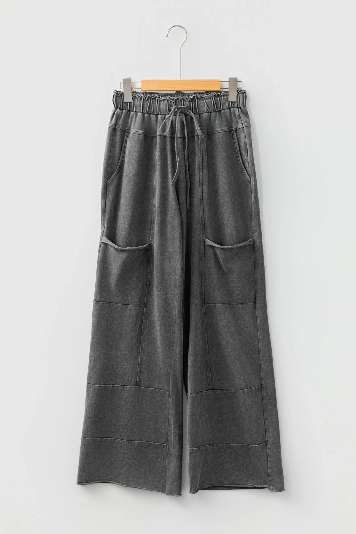 Mineral Wash High Waist Raw Hem Pants